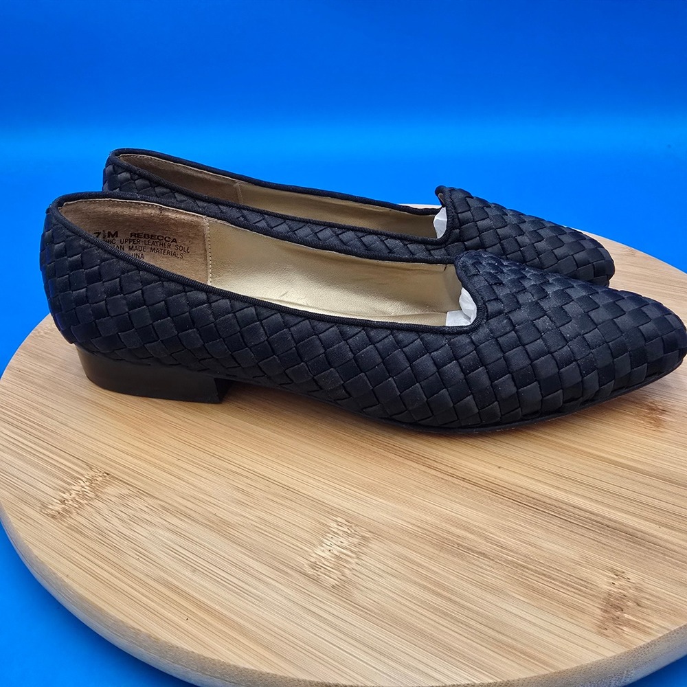Etienne‎ Aigner Black Woven Loafer Dress Shoes Size 7.5M Classic Chic